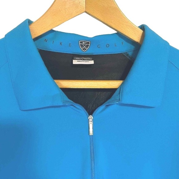 Nike Golf Fit Dry Mens XL Blue Quarter Zip Short Sleeve Polo Shirt Performance - Picture 3 of 6